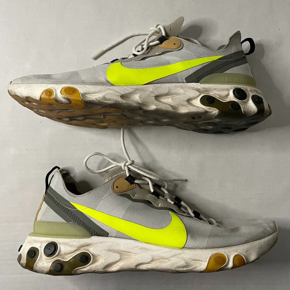Nike Mens React Element 55 BQ6166-009 Gray Running Shoes Sneakers Size 12